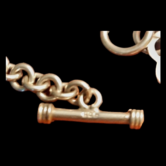 Sterling Silver Charm Chain Bracelet Heart Pendant - Picture 4 of 4